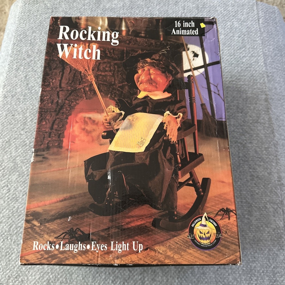 Gemmy 1991 Halloween Rocking Witch Animated Cackling Glow Eyes Doesn't Rock